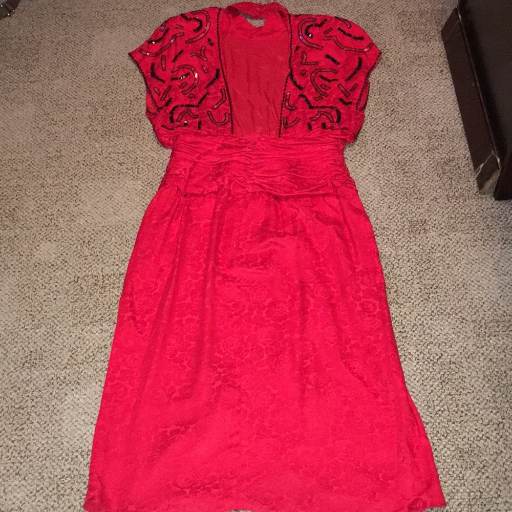 Comenzar brand 100% real silk beaded OPEN BACK backless GORGEOUS EUC DRESS